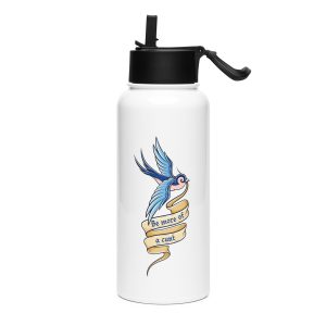 Stainless steel water bottle with a straw lid